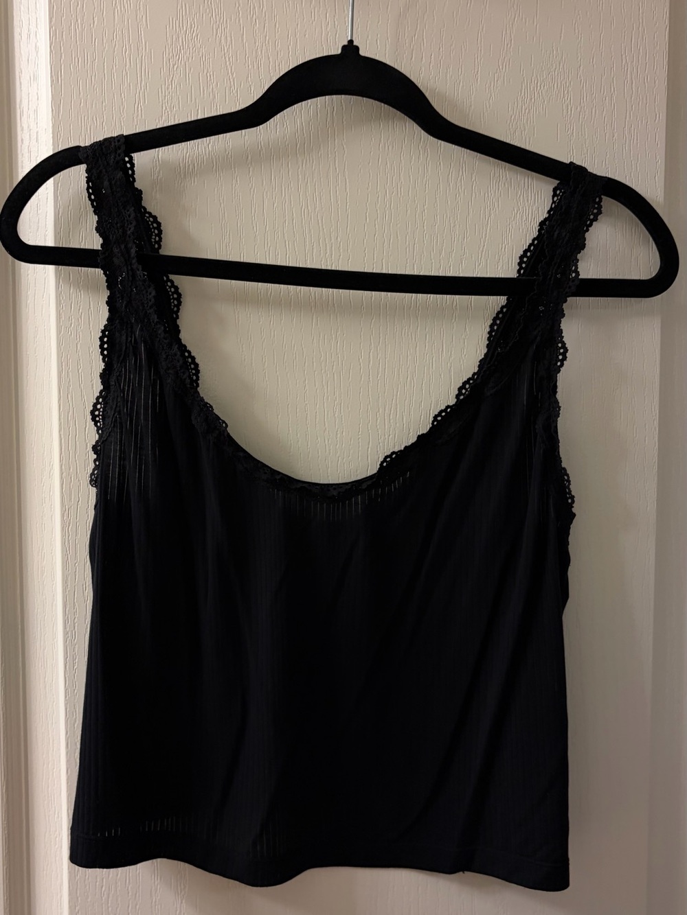 Superchill Modal Rib Lace Trim Tank Top - XL, Black